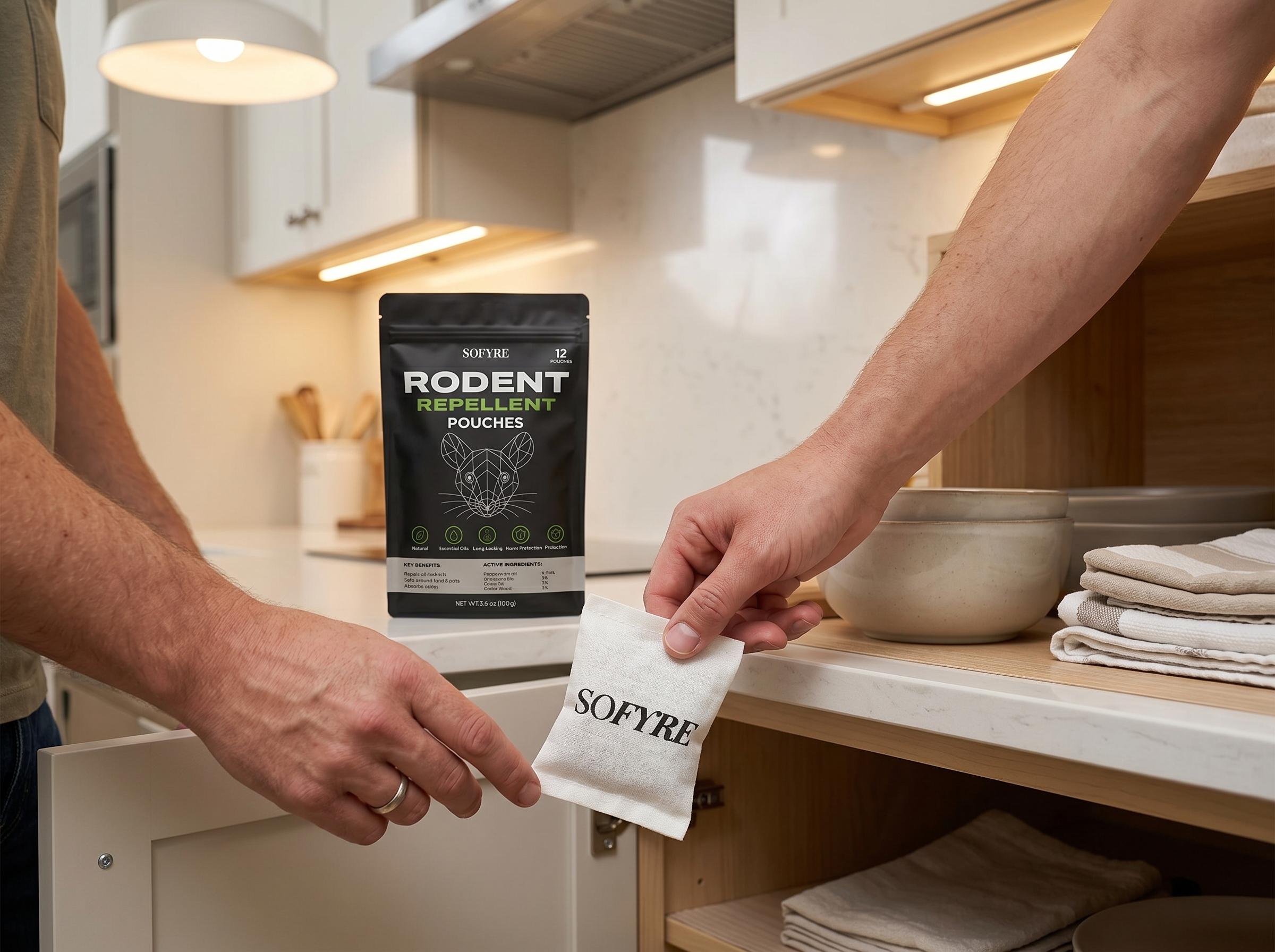 SoFyre rodent repellent pouches in use